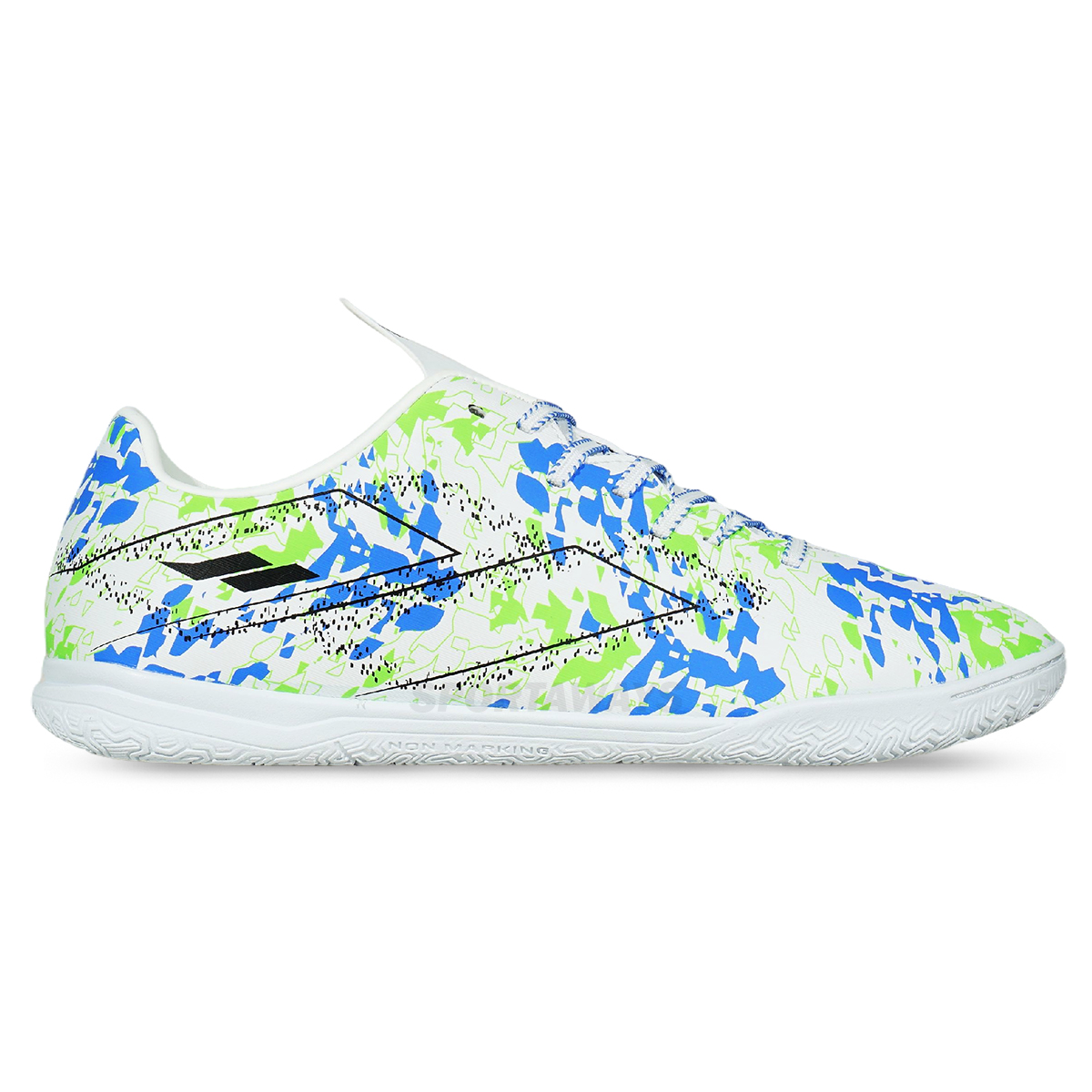 Sepatu Futsal Mills Riyu IN - White/Blue/Neon Green