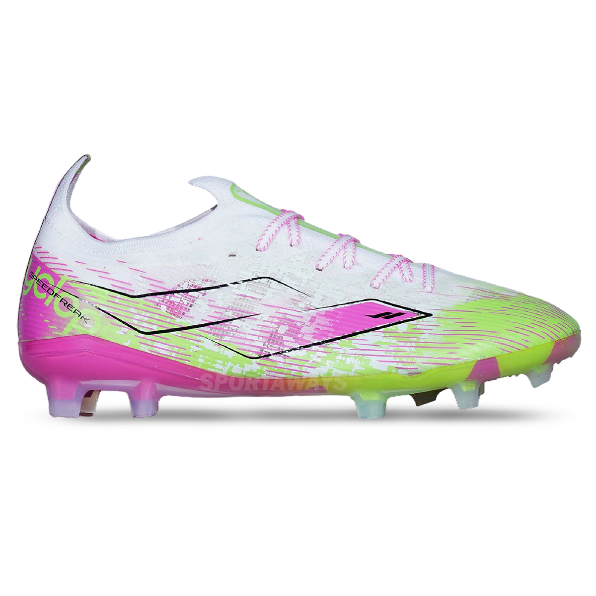 Sepatu Bola Mills Xyclops Speedfreak 1.2 Elite FG - White/Lime Green/Pink