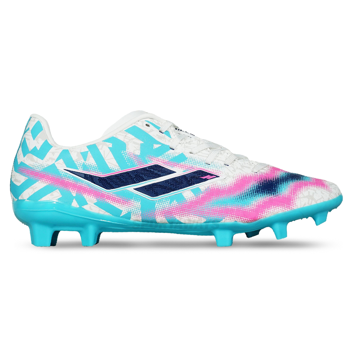 Sepatu Bola Mills Xyclops Strikeblast Prime FG - White/Tosca Blue/Navy