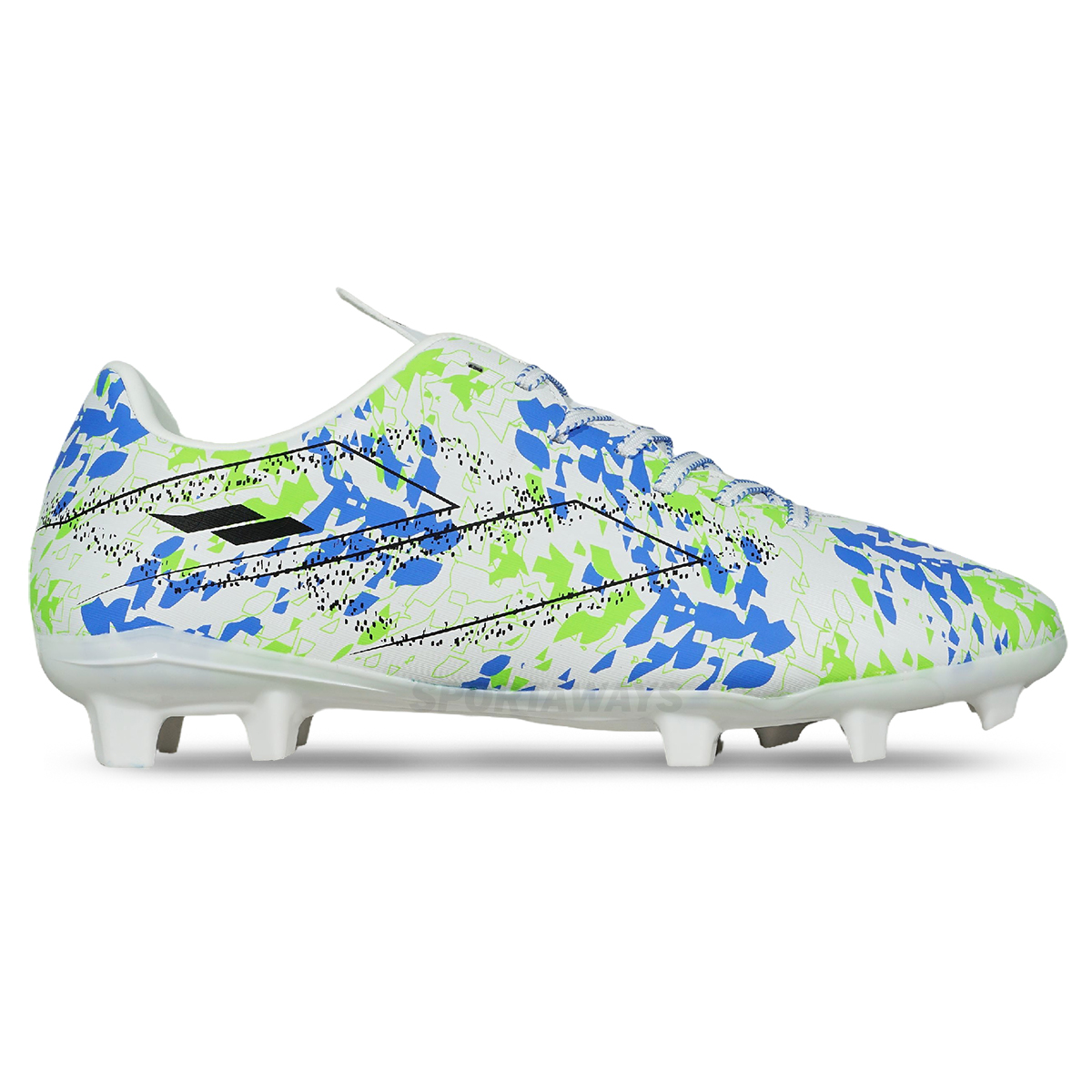 Sepatu Bola Mills Riyu FG - White/Blue/Neon Green