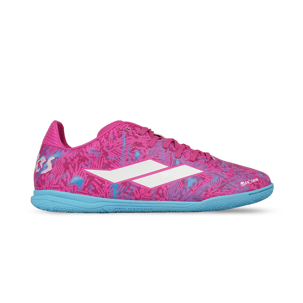 Sepatu Futsal Anak Mills Troya Chaos JR IN - Magenta/Lt.Blue/White