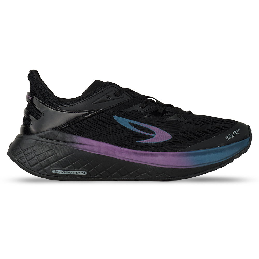 Sepatu Running 910 Kanzaki 1.0 - Triple Black/Biru Ungu