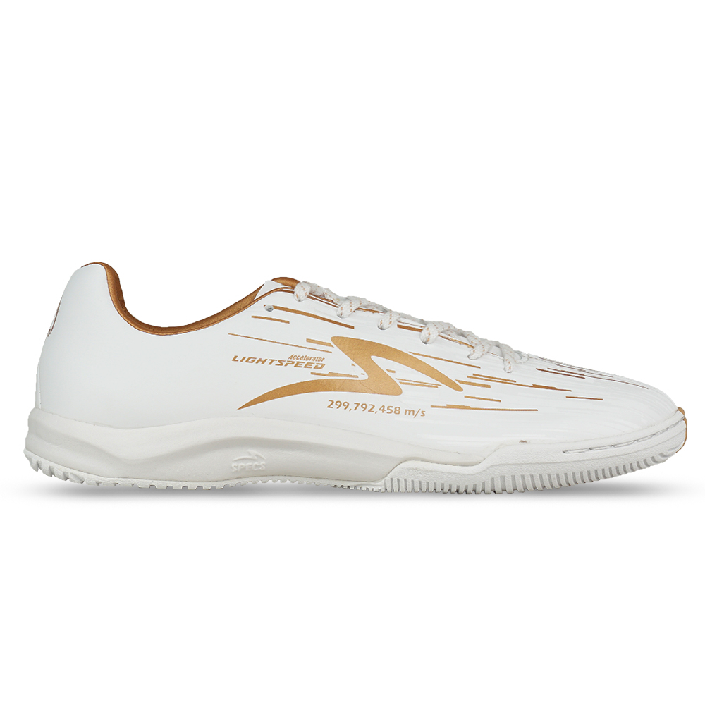Sepatu Futsal Specs Lightspeed Reborn IN - White/Pale Gold