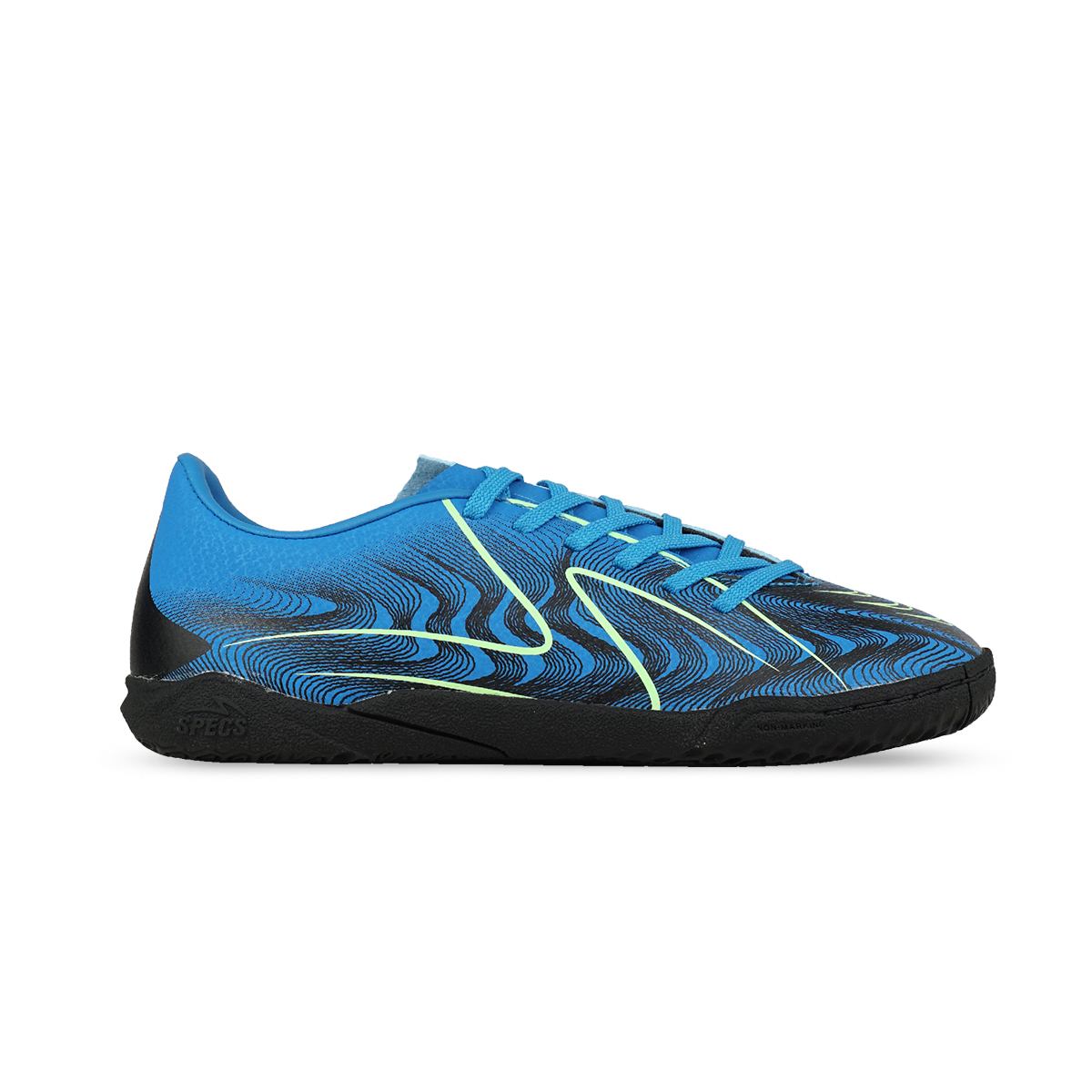 Sepatu Futsal Anak Specs Reacto Deviant JR IN - Black/Patina Green/Metro Blue