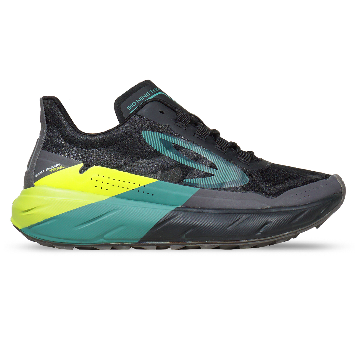 Sepatu Running 910 Geist Ekiden Trail - Hitam/Hijau Tua/Hijau Lime