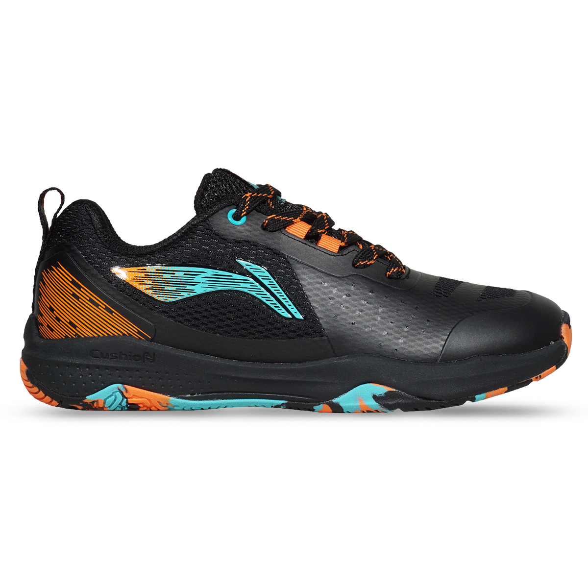 Sepatu Badminton Li-Ning Hypersonic II AYTU039-2 - Black/Orange/Turquoise