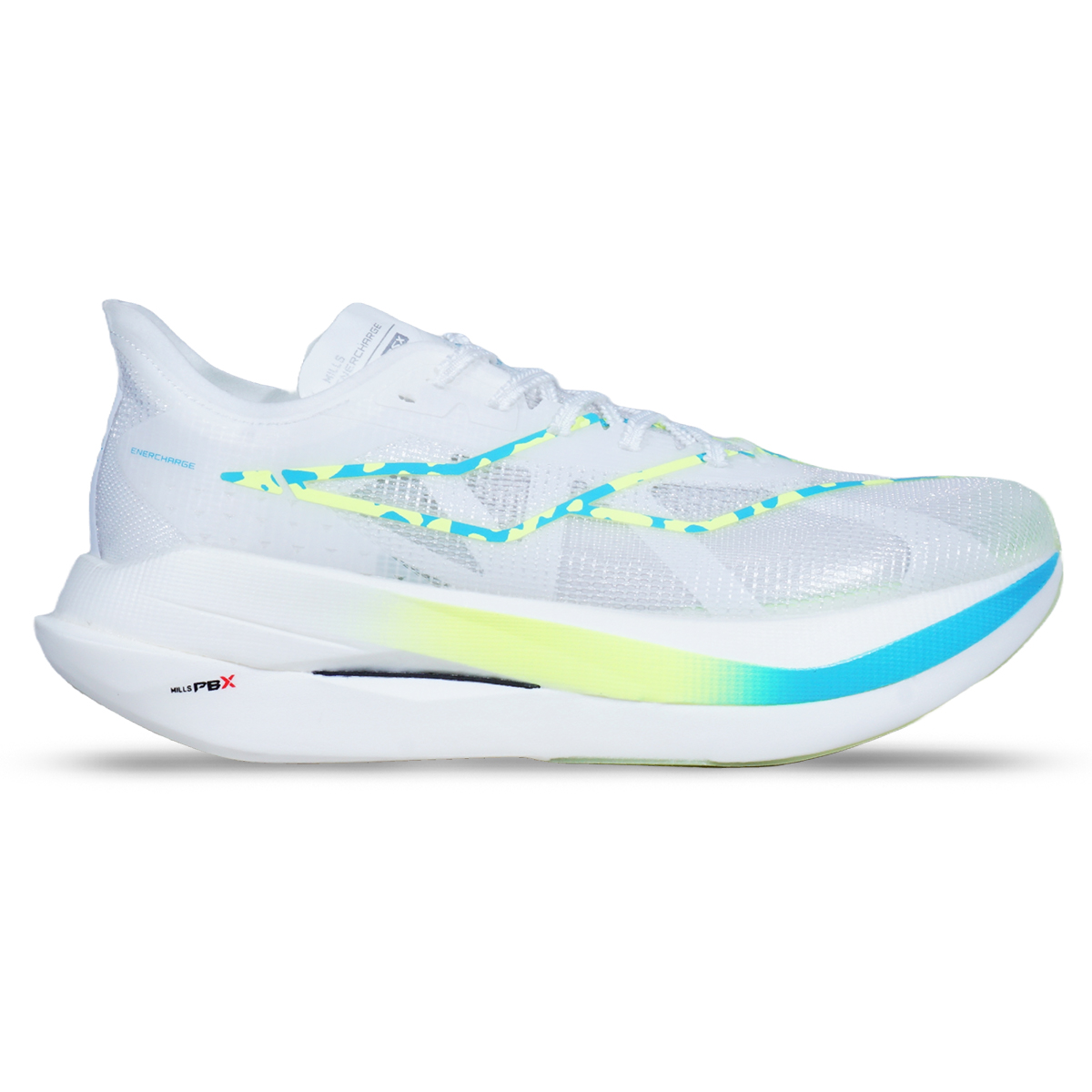 Sepatu Running Mills Enercharge M1 - White/Ocean Blue/Neon Lime