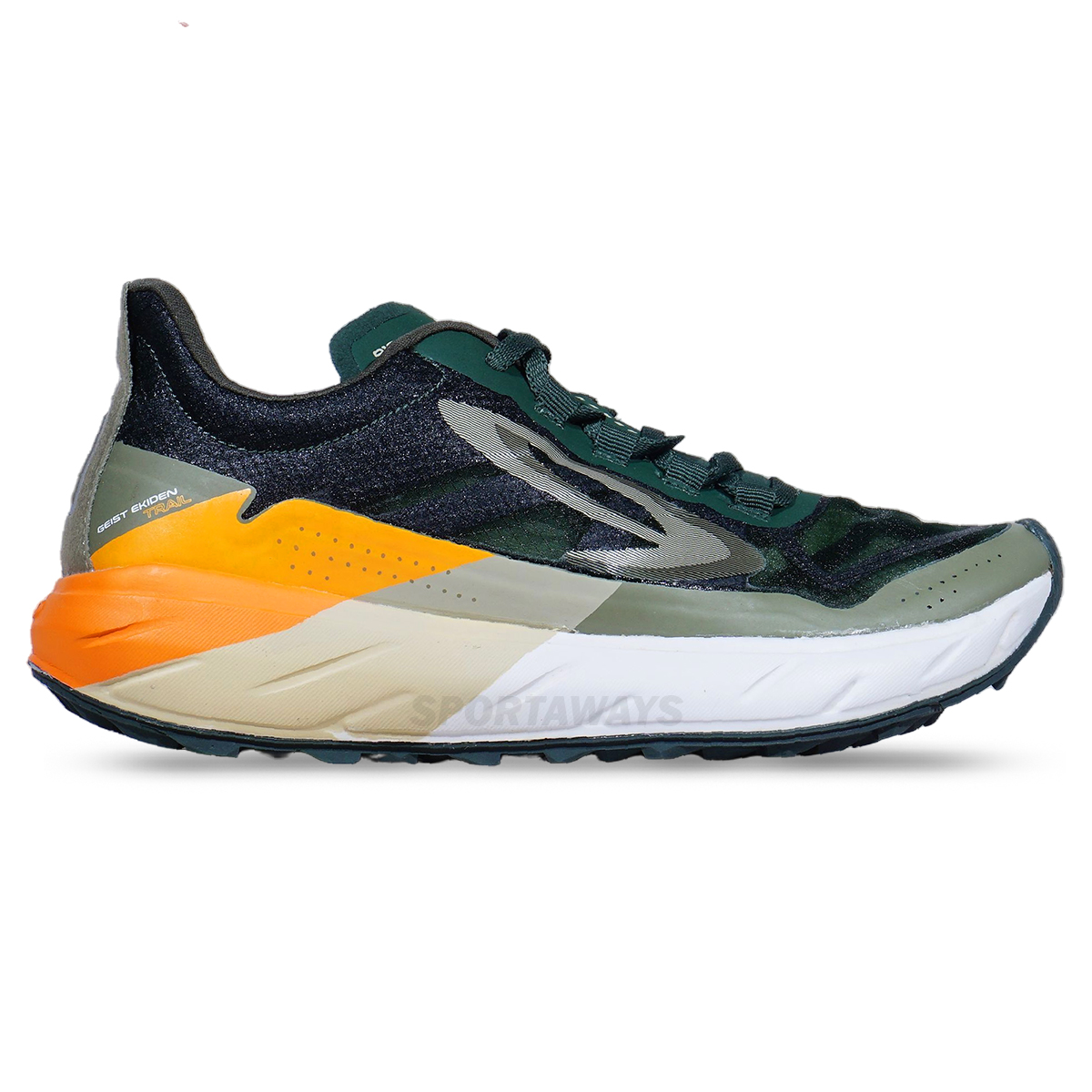 Sepatu Running 910 Geist Ekiden Trail - Hijau Tua/Krem/Jingga