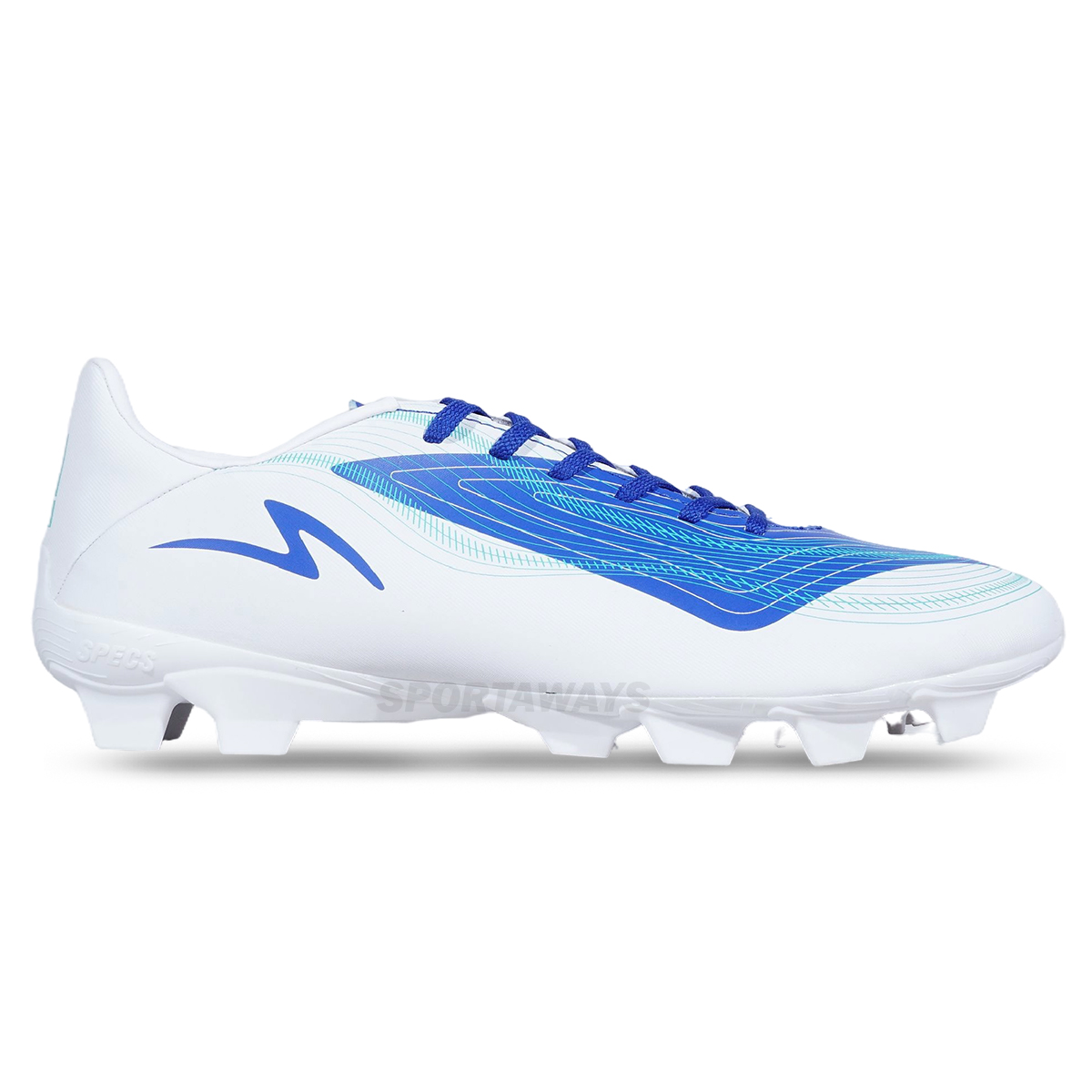 Sepatu Bola Specs Rhythm FG - White/Dazzling Blue/Aqua Pristine