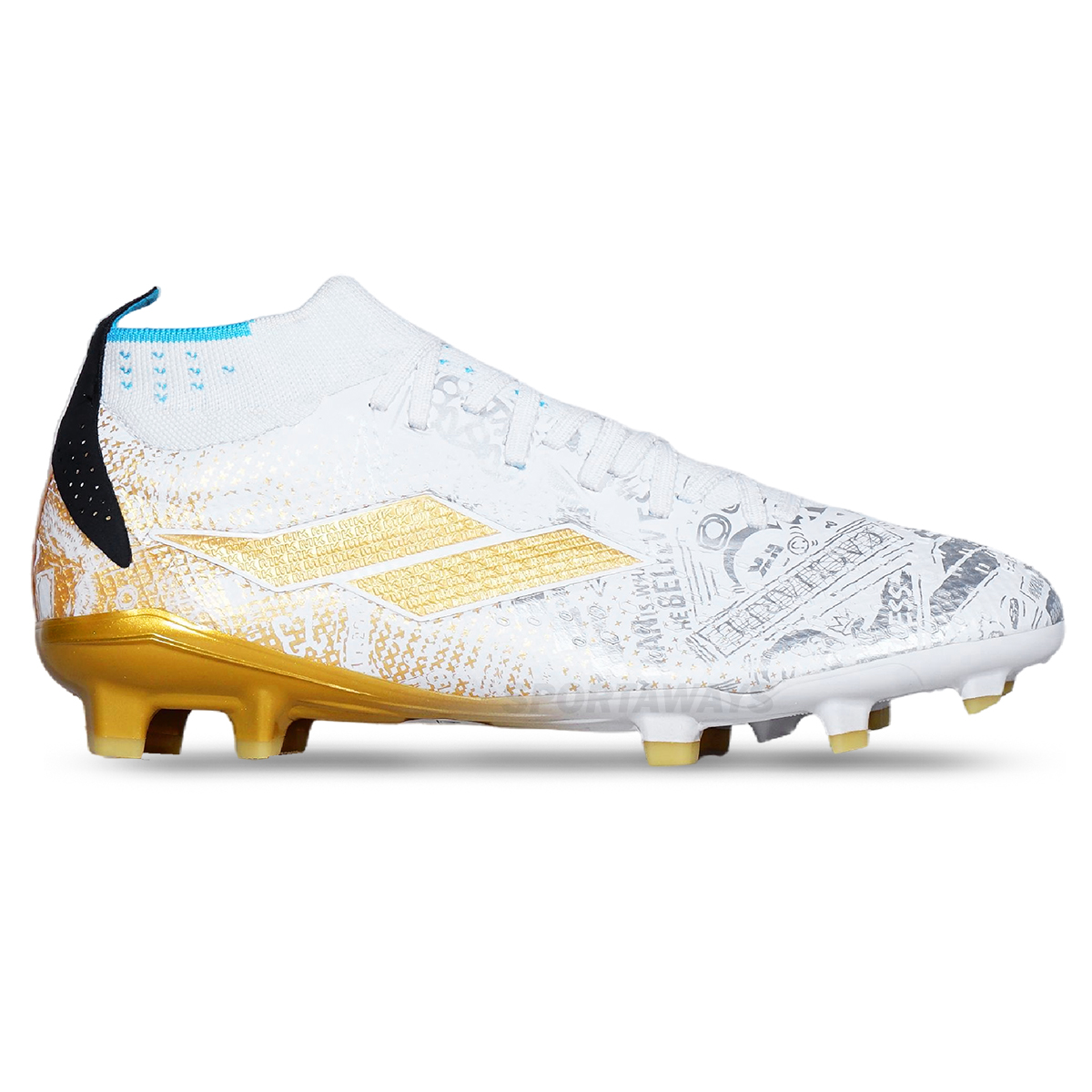 Sepatu Bola Mills Xyclops Acg MK Elite FG - White/Gold/Silver