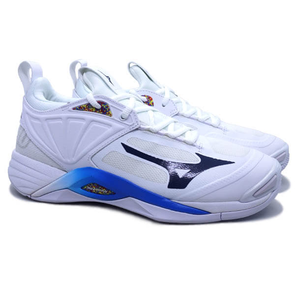 Sepatu Volley Mizuno Wave Momentum 2 V1GA211300 -Undyed White/Spellbound/Peace Blue