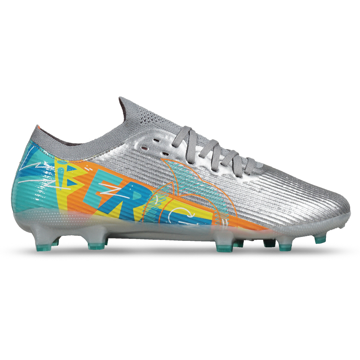 Sepatu Bola Ortuseight Catalyst Liberte V4 FG - Silver/Aqua