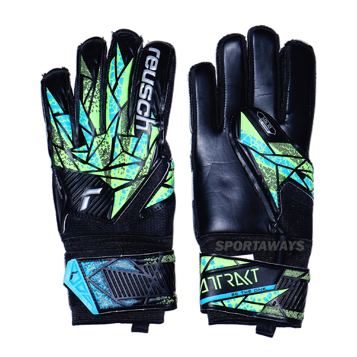 Sarung Tangan Reusch GK Gloves Attrakt Solid Finger Support 7412 - Black/Fluo Lime/Black