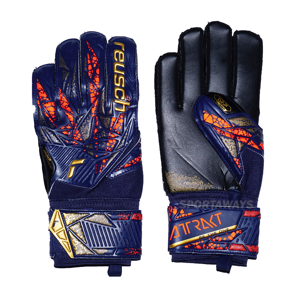 Sarung Tangan Reusch GK Gloves Attrakt Grip 4411 - Premuium Blue/Gold/Black