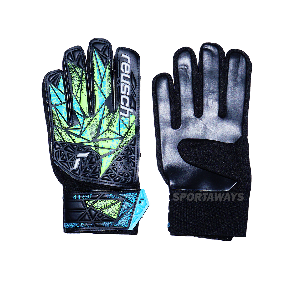 Sarung Tangan Reusch GK Gloves Attrakt Solid Junior 7412 - Black/Fluo Lime/Black