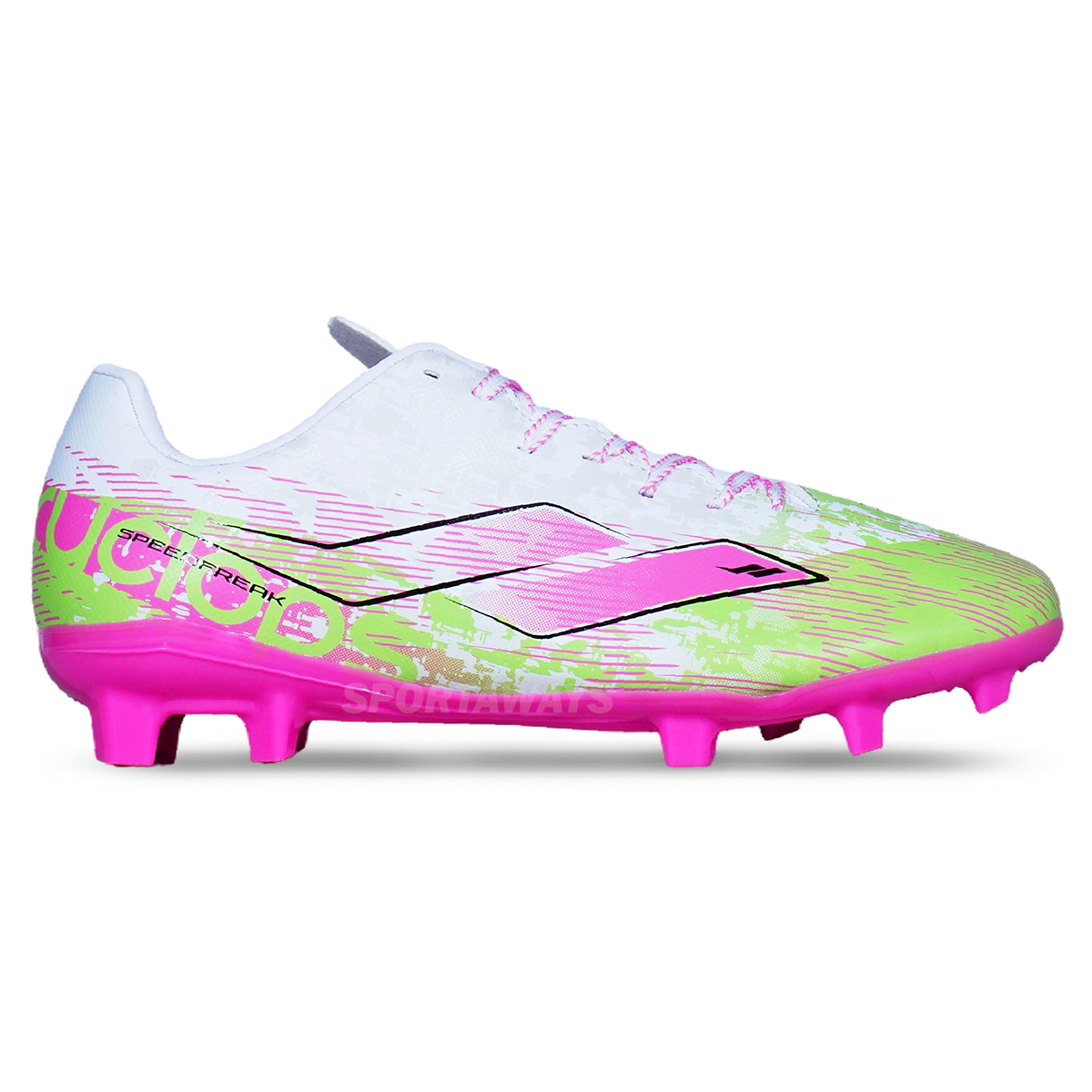 Sepatu Bola Mills Xyclops Speedfreak 1.2 Prime FG - White/Lime Green/Pink