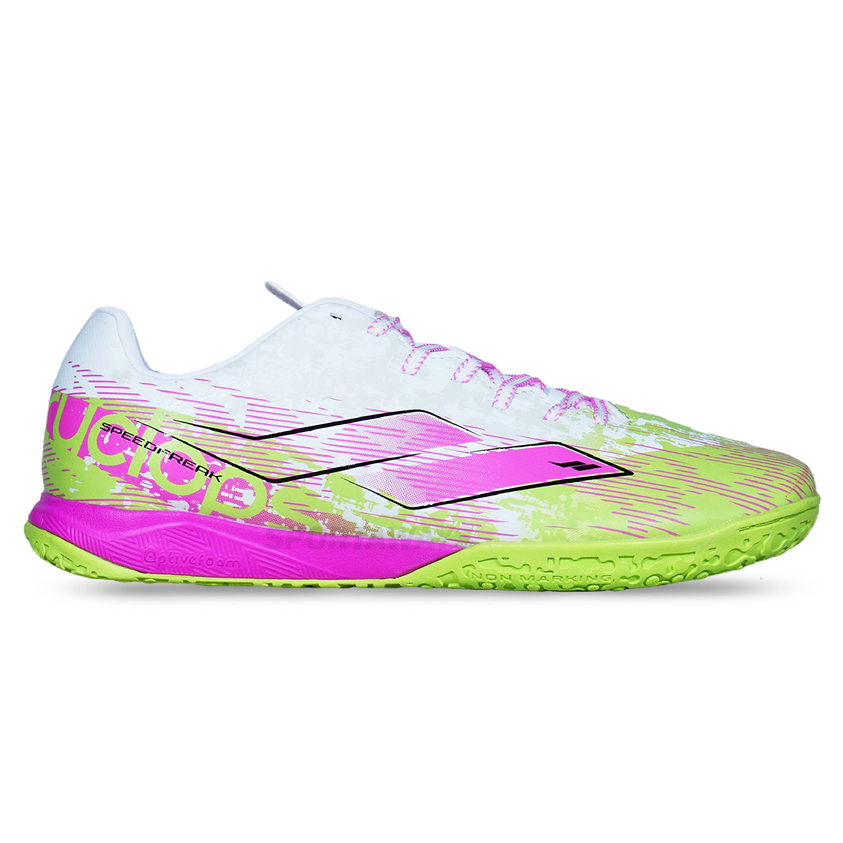 Sepatu Futsal Mills Xyclops Speedfreak 1.2 Prime IN - White/Lime Green/Pink